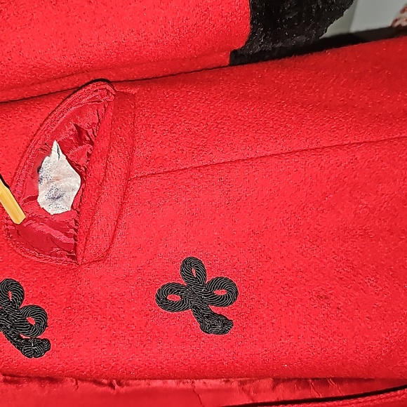 Rothschild Vintage ILGWU Red and Black Faux Fur Wool Coat Girls Size 10 - Picture 9 of 11